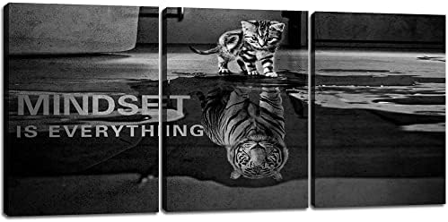 3 Panels Mindset is Everything Motivational Canvas Wall Art Inspirational by Yetaryy