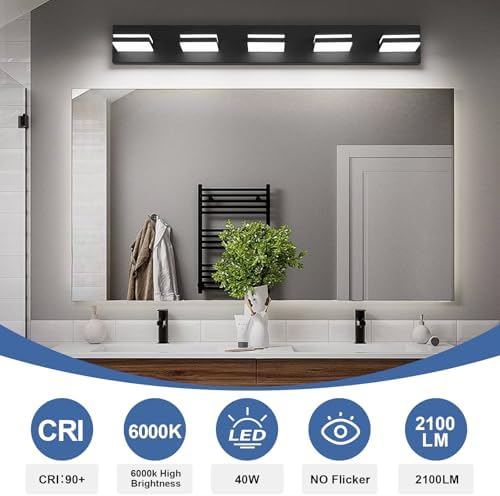 Modern LED Small Black Acrylic Bathroom Lights Fixtures 5-Light - Image 4