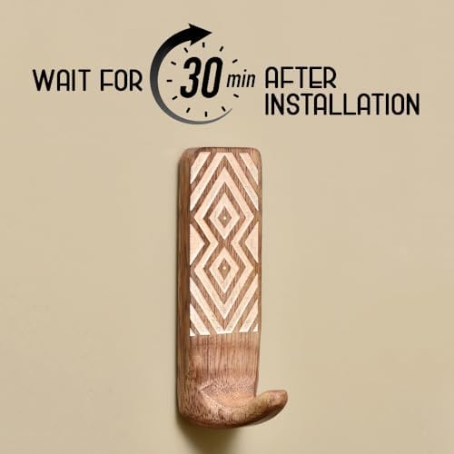 Indian Shelf 3 Boho Wood Adhesive Wall Hooks Peel Stick - Image 3