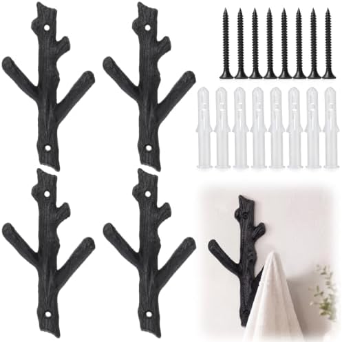 Frienda 4 Pcs Rustic Tree Branch Decorative Hooks, 6.6" X 3.5 " by Frienda