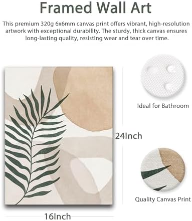 HesenDot Abstract Botanical Wall Art Set of 3, 40x60CM Neutral Plant Framed - Image 2