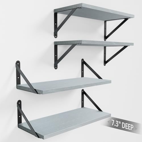 COCOYA Wall Shelves 7.3" Deep Solid Paulownia Wood by COCOYA