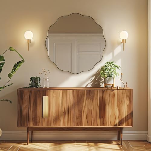 ANDY STAR Brushend Gold Round Wall Mirror 32 Inch, Brass Round Bathroom Mirrors - Image 3