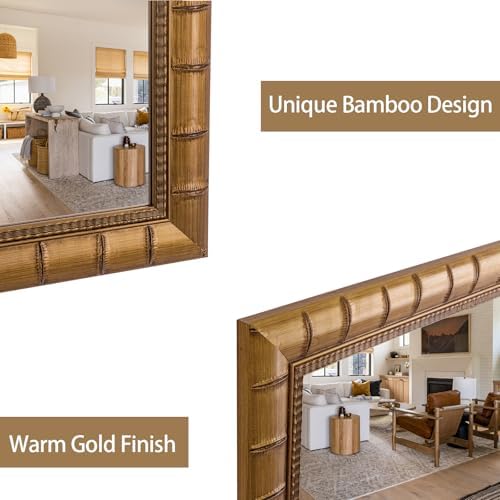 Large Wall Decorative Mirror, Rectangular Warm Gold Mirrors - Image 4