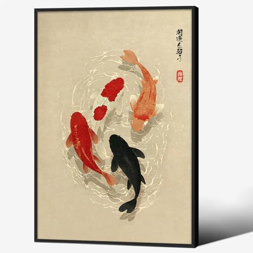 Japanese Koi Fish Canvas Poster Trendy Animal Aesthetic Wall Art 24x36 inch by Unknown