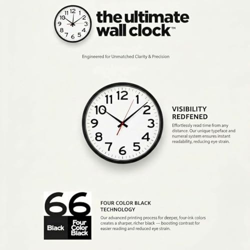 Ultimate Wall Clock 10" Quartz Wall Clock, Easy-to-Read Display - Image 2