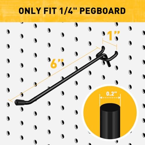 ELEAD 60-Piece 6 Inch Extra Thick Pegboard Hooks, Heavy Duty Peg Board - Image 3