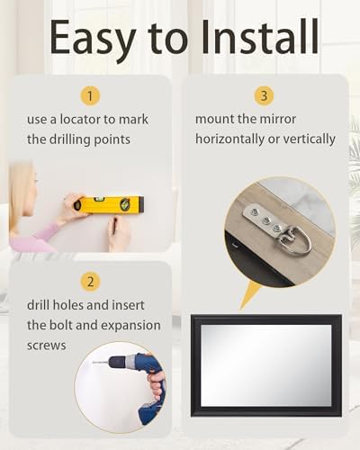 Black 30 x 36 Inch Rectangle Vanity Wall Mirror - Image 5