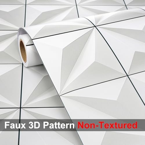 FunStick Modern White Tile 3D Wallpaper Peel and Stick - Image 6