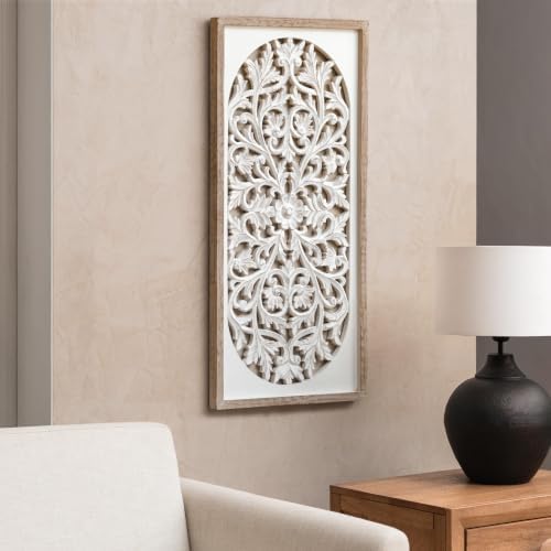 JFY Designs Cordelia Hand Carved Wood Medallion Wall Panels Bedroom Décor - Image 5