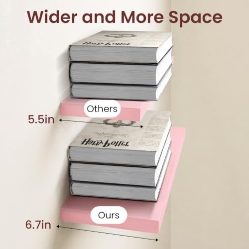 BAYKA Pink Floating Shelves 22.5in, Wall Mounted - Image 6
