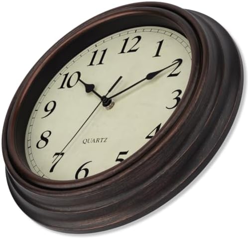 Retro Wall Clock, Battery Operated Silent Clock 12" Bronze - Image 3