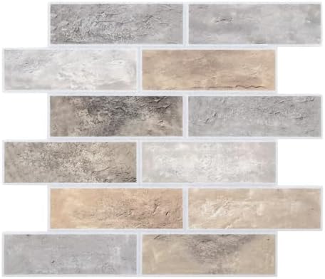 16-Pack 3D Faux Brick Acoustic Wall Panels, 11.8" x 11.8" Peel and Stick PET by premiumqualitypeelandsticktile