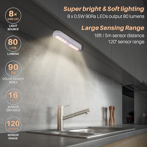 STAR-SPANGLED 7” Motion Sensor Lights Indoor AAA Battery, 3 Pack Warm White - Image 2