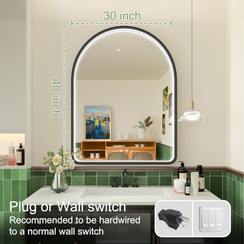 40"x30" Black LED Bathroom Mirror - Image 6