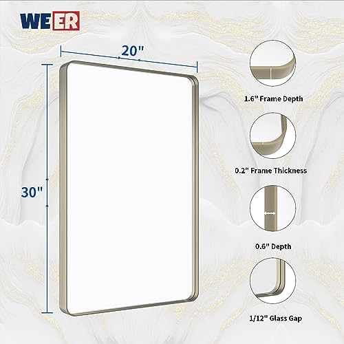 WEER Brushed Nickel Bathroom Vanity Mirror 20X30 Inch - Image 6