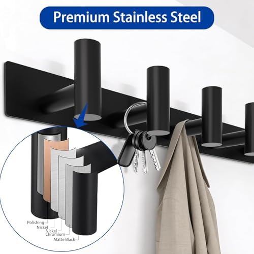 Matte Black Coat Rack Wall Mount - Image 4