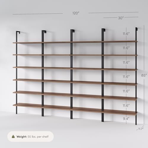 Nathan James Theo 6-Shelf Tall Bookcase, Wall Mount Bookshelf - Image 4