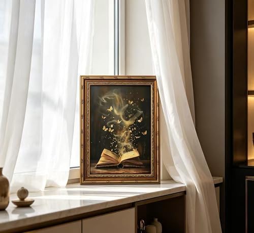 Vintage Gold Framed Victorian Bookish Wall Art Dark Academia Library Fantasy - Image 4