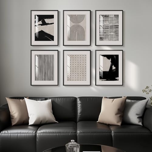 Framed Boho Black and White Abstract Wall Art - Image 4
