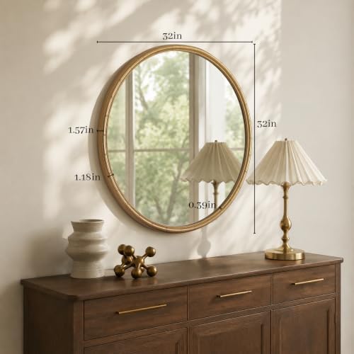 WallBeyond 32 Inch Gold Round Wall Mirror, Circle Mirror - Image 5