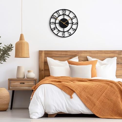 LEIKE Arabic Numeral Wall Clock 10IN Battery Operated Black, Silent Non Ticking - Image 5