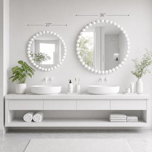 Madison Park 27 inch White Round Mirror, Round Mirrors - Image 2