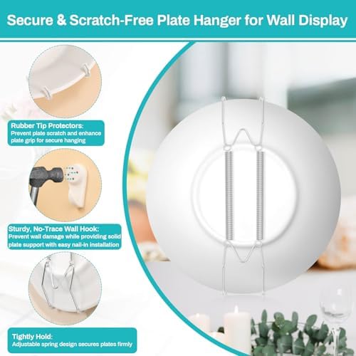 14 pcs Plate Hangers for The Wall, 4/6/8/10/12 Inch Invisible Decorative Wall - Image 5