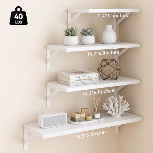 YGEOMER 4 Different Sizes Floating Shelves - Image 3