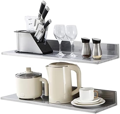 VEVOR 8.6" x 30" -2 Pack Stainless Steel Shelf, Wall Mounted Floating Shelving by VEVOR