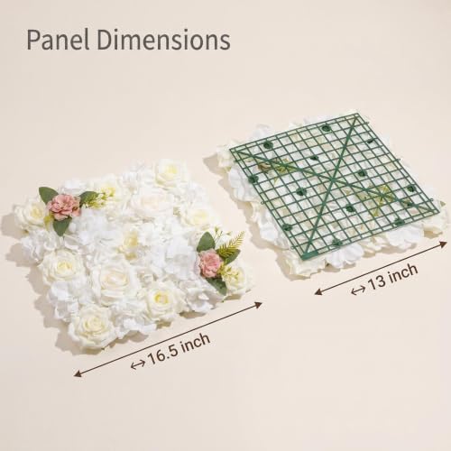 Flower Wall Backdrop, 12 Panels, 16.5x16.5 Inch, Ivory White - Image 3