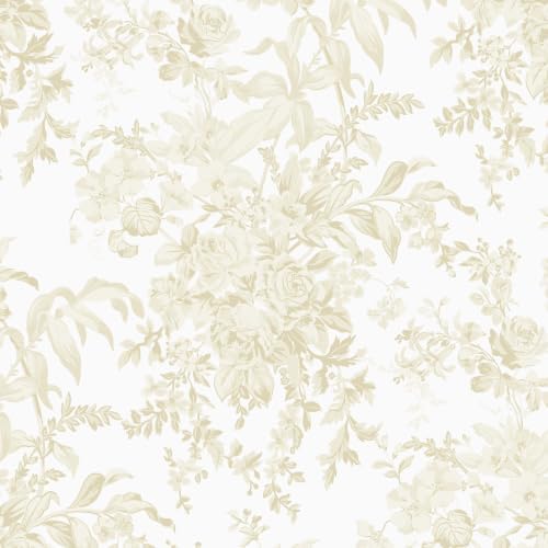 Heroad Floral Peel and Stick Wallpaper Boho Beige Contact Paper Toile Leaf Wall by HeroadBrand