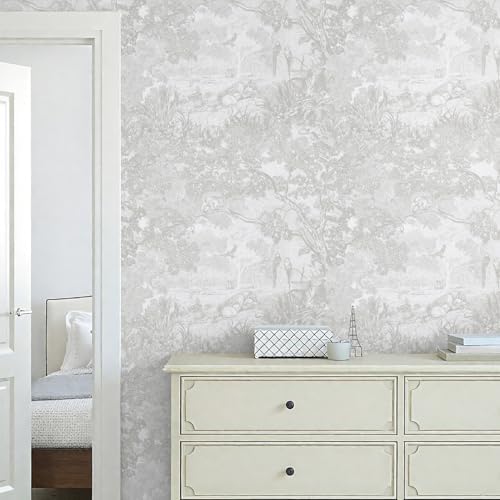 Ismoon Gray Peel and Stick Wallpaper Neutral Wall Paper 17.3in×6.56ft Vintage - Image 6