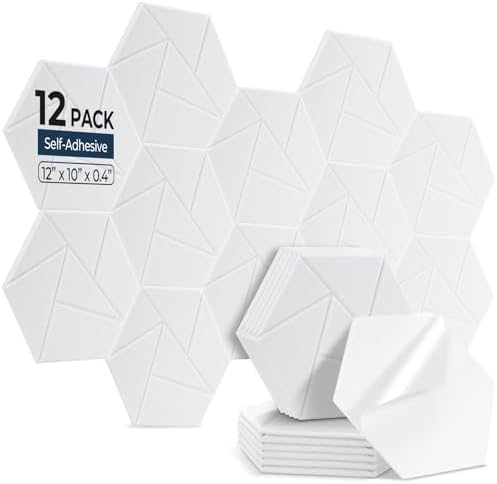 12 Pack Hexagon Acoustic Panels Self Adhesive, Sound Proof Panels by AUSLET
