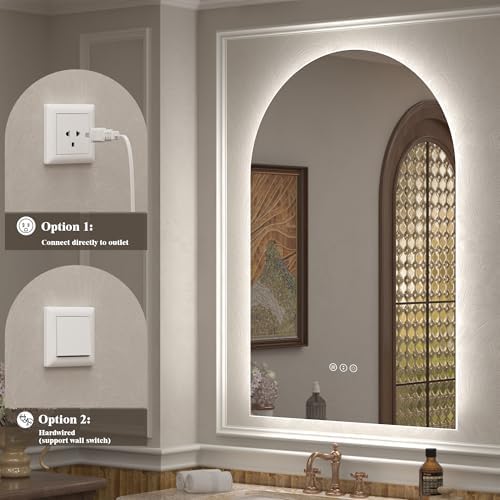 42x30 Inch Arched LED Mirror for Bathroom - Image 6