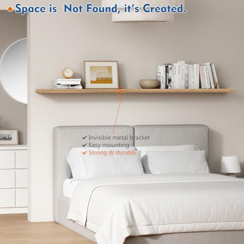 Elm Floating Shelves for Wall 36 Inch x 8 Deep, Long Wall Shelf for Bedroom - Image 5
