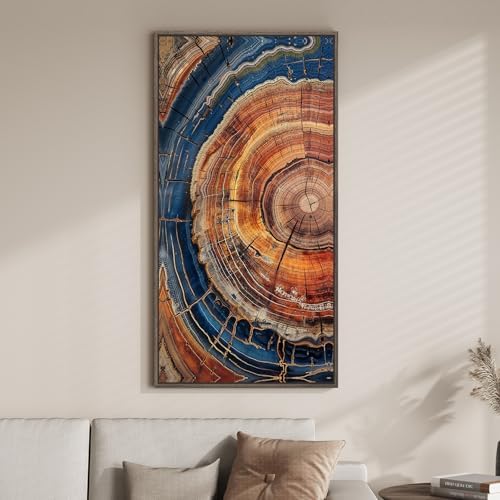 Framed Vertical Vintage Rustic Tree Ring Wall Art by Cuspin