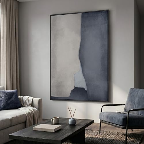 Extra Large Framed Blue Abstract Wall Art - Image 2