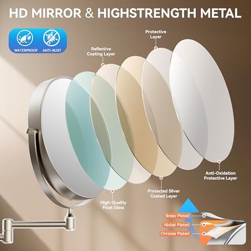 Auxmir 8" Double-Sided Wall-Mounted Makeup Mirror, 1X/30X Magnifying Mirror - Image 5