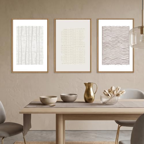 Aryroi Beige White Abstract Neutral Framed Canvas Wall Art Set- 16"x24"x3 - Image 4