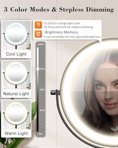 20X 9" Wall Mounted Magnifying Makeup Mirror - Image 4