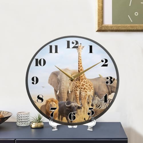 ALAZA Animal Elephant Lion African Safari Wall Clock Battery Operated Silent - Image 6