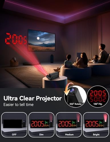 Netzu Projection Clock for Bedroom Ceiling, Alarm Clocks Black - Image 2