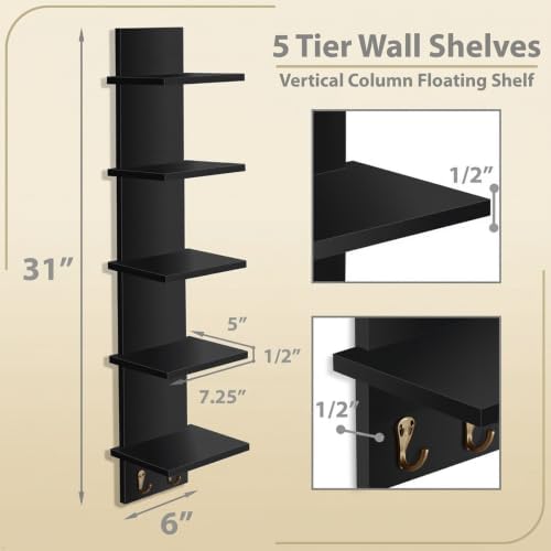 Sorbus 5-Tier Floating Wall Shelf - Image 3
