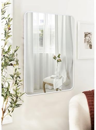 White Bathroom Mirror, 24 x 36 Inch Rectangle Wall Mirror - Image 5