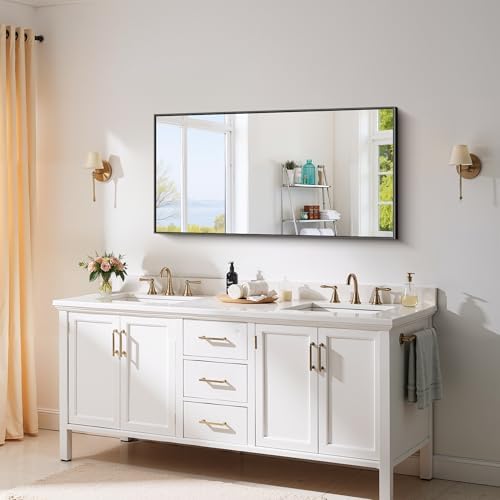 YIROMAN Bathroom Mirror 48"x24", Large Matte Black Bathroom Mirror - Image 3