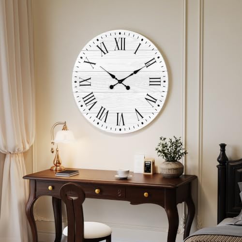 Large Wall Clock with Roman Numeral, 24” Shiplap Farmhouse Clock - Image 5