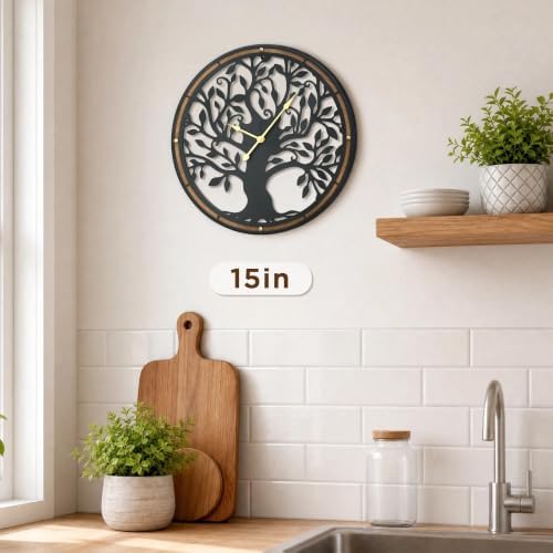 Micasso Large Wall Clocks Decorative: 15 Inch Tree of Life Battery Operated - Image 3