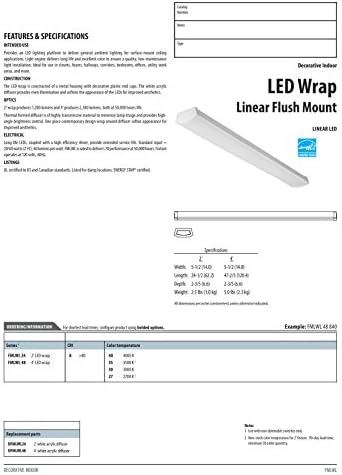 Lithonia Lighting 4 Foot LED Light Fixture, Low-Profile LED Wraparound Flush - Image 3