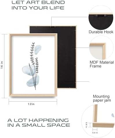 HesenDot Blue Floral Framed Wall Art, Minimalist Botanical Canvas Prints - Image 4